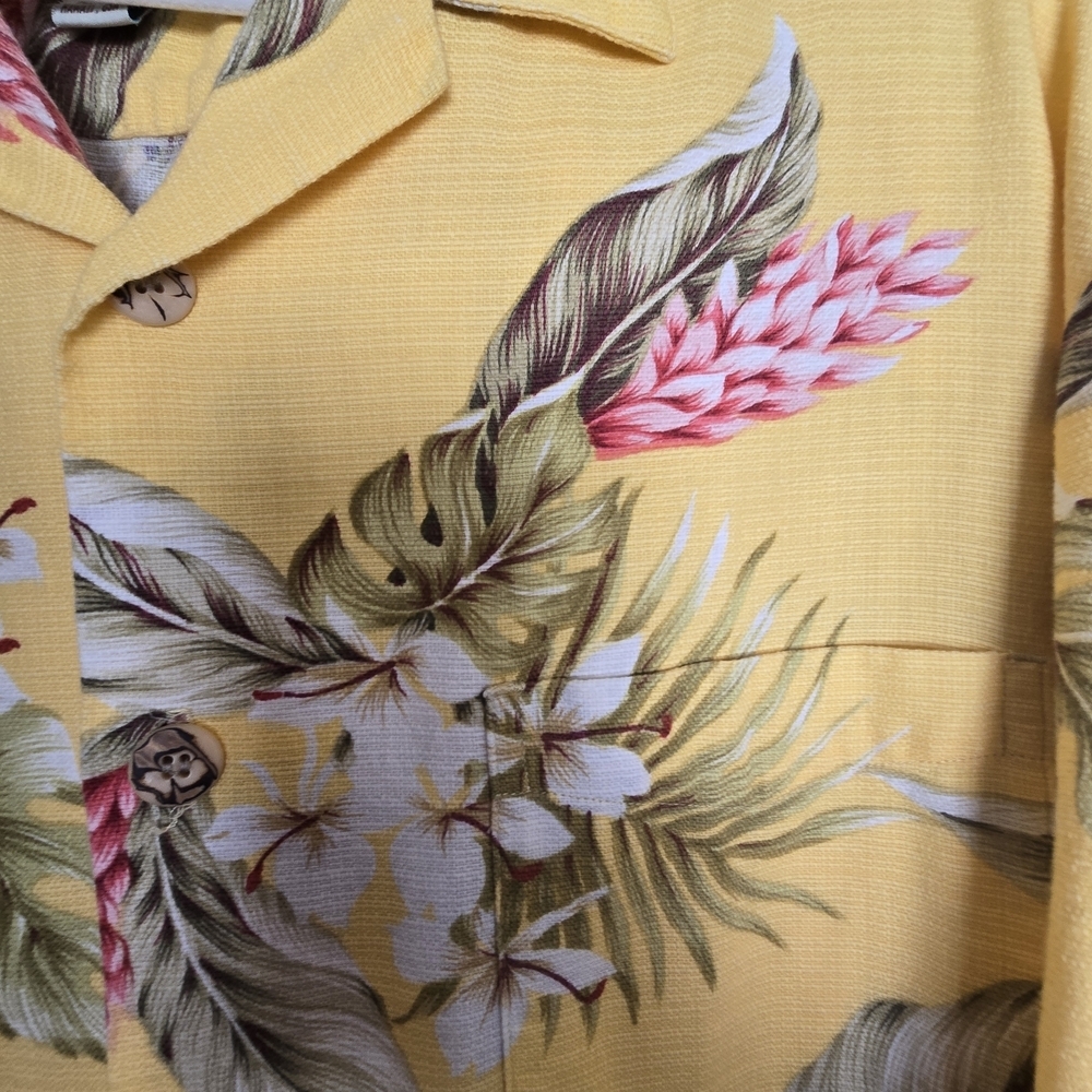 Paradise On A Hangar Yellow Tropical Floral Hawaiian Shirt - Picture 4 of 5
